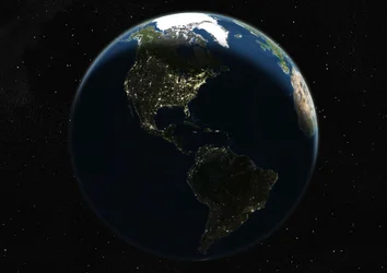Globus zentriert auf die Amerikas, Satellitenbild in Echtfarben